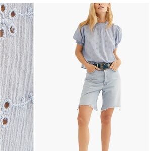 Free people letters to Juliet baby blue eyelet top XS